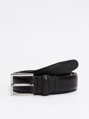 cintura in pelle con fibbia quadrata black da uomini tommy hilfiger