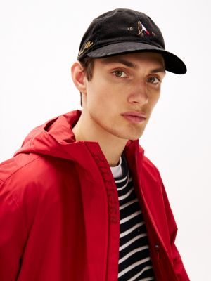 casquette à drapeau brodé noir pour hommes tommy hilfiger