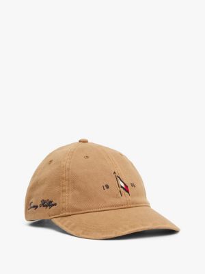 brown flag embroidery baseball cap for men tommy hilfiger