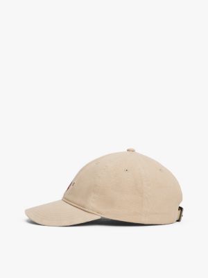 casquette à drapeau brodé beige pour hommes tommy hilfiger