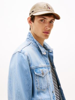 beige baseball-cap mit aufgestickter flag für herren - tommy hilfiger