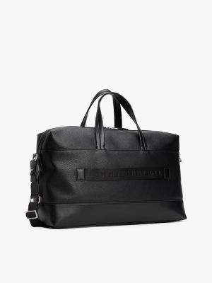 czarny torba sportowa z metalowym logo dla mężczyźni - tommy hilfiger