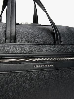 czarny torba sportowa z metalowym logo dla mężczyźni - tommy hilfiger