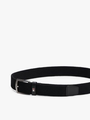 ceinture texturée à boucle carrée noir pour hommes tommy hilfiger