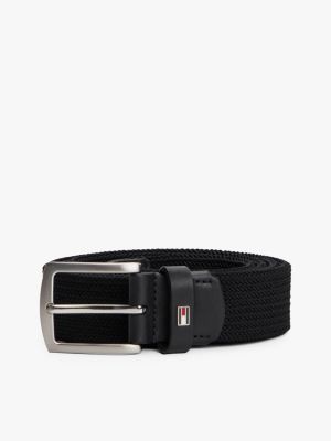 ceinture texturée à boucle carrée noir pour hommes tommy hilfiger