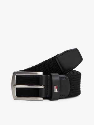 ceinture texturée à boucle carrée black pour hommes tommy hilfiger