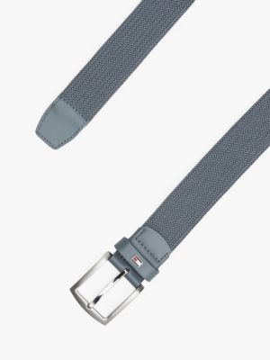 grey square buckle textured belt for men tommy hilfiger