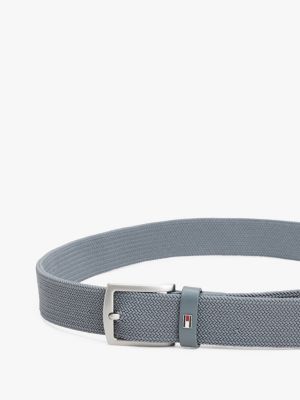 grey square buckle textured belt for men tommy hilfiger