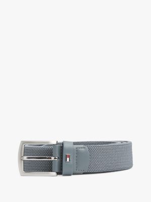 grey square buckle textured belt for men tommy hilfiger