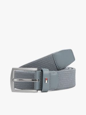 grey square buckle textured belt for men tommy hilfiger