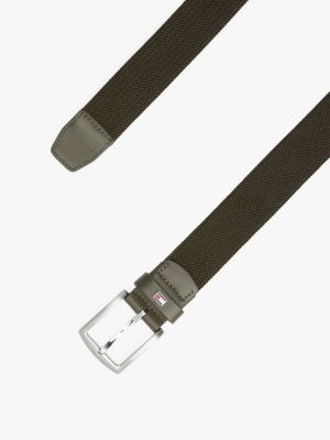 khaki square buckle textured belt for men tommy hilfiger