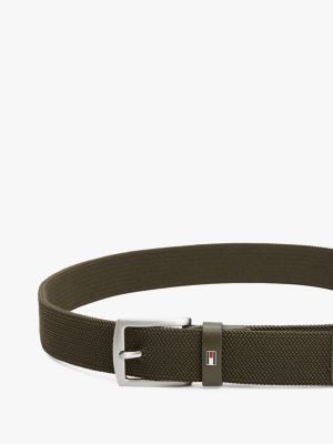 khaki square buckle textured belt for men tommy hilfiger