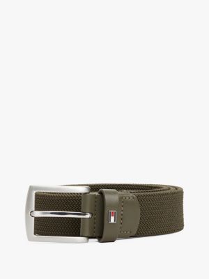 khaki square buckle textured belt for men tommy hilfiger