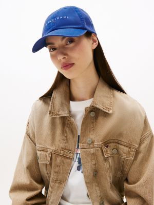 cappello da baseball effetto sbiadito blu da uomini tommy jeans