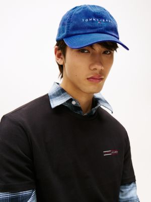 cappello da baseball effetto sbiadito blu da uomini tommy jeans