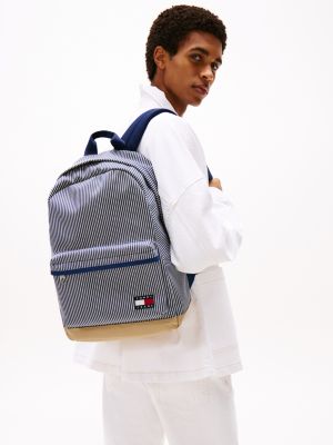 multi essential stripe dome backpack for men tommy jeans