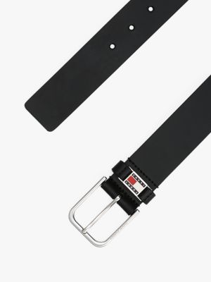 black debossed leather belt for men tommy jeans