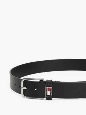 black debossed leather belt for men tommy jeans