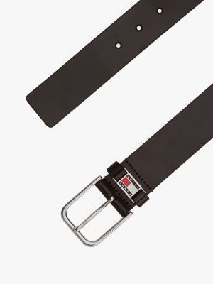 brown debossed leather belt for men tommy jeans