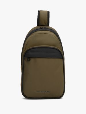 khaki slingbag mit metall-logo für herren - tommy hilfiger