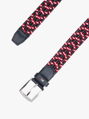 black woven rectangular buckle belt for men tommy hilfiger