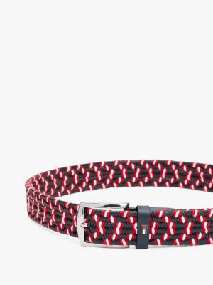 black woven rectangular buckle belt for men tommy hilfiger