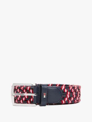 black woven rectangular buckle belt for men tommy hilfiger