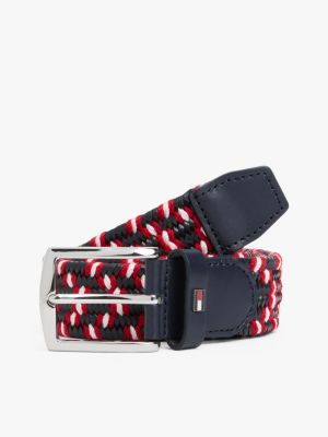 black woven rectangular buckle belt for men tommy hilfiger