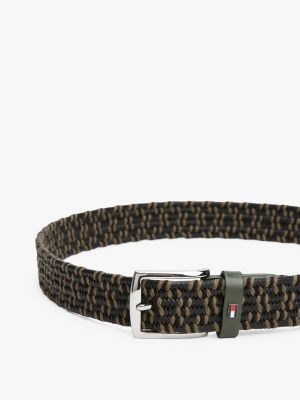 blue woven rectangular buckle belt for men tommy hilfiger