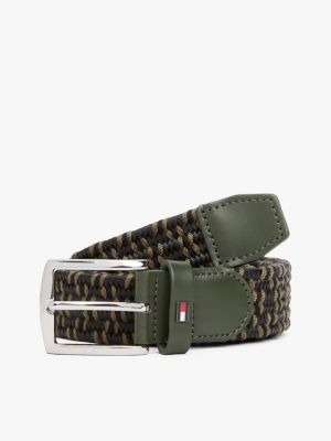 ceinture tressée à boucle rectangulaire blue pour hommes tommy hilfiger