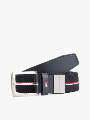 cinturón reversible trenzado azul de hombres tommy hilfiger