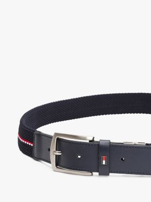 cinturón reversible trenzado azul de hombres tommy hilfiger