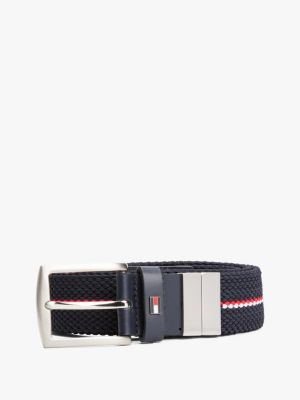 cinturón reversible trenzado azul de hombres tommy hilfiger