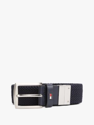 ceinture tissée réversible bleu pour hommes tommy hilfiger