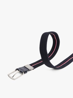 ceinture tissée réversible bleu pour hommes tommy hilfiger