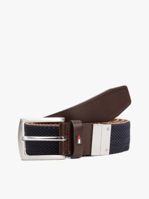 cintura reversibile intrecciata marrone da uomini tommy hilfiger