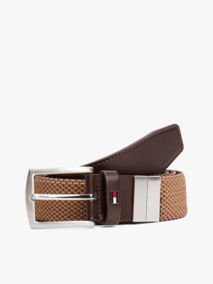 ceinture tissée réversible marron pour hommes tommy hilfiger