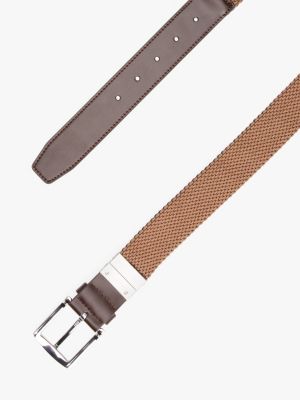 brown reversible woven belt for men tommy hilfiger