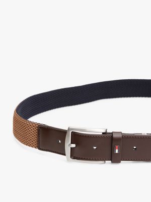 cintura reversibile intrecciata marrone da uomini tommy hilfiger