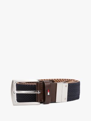 bruin reversible geweven riem voor heren - tommy hilfiger