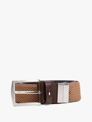 ceinture tissée réversible marron pour hommes tommy hilfiger