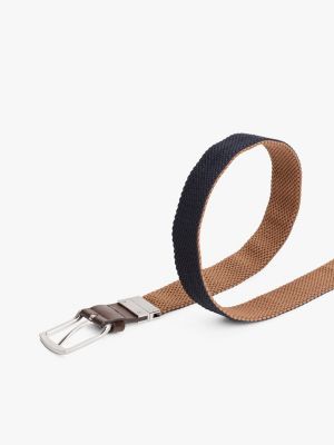 cintura reversibile intrecciata brown da uomini tommy hilfiger