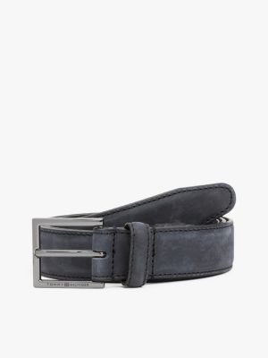 ceinture en cuir à boucle ton sur ton et logo black pour hommes tommy hilfiger