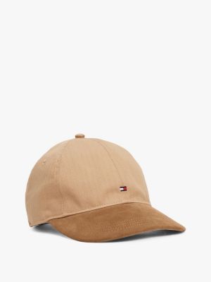 casquette à tissage chevron et drapeau brodé brown pour hommes tommy hilfiger