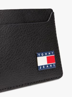 black heritage credit card holder for men tommy jeans