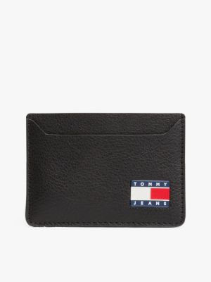 black heritage credit card holder for men tommy jeans