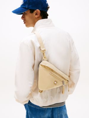 beige tonal logo crossbody sling bag for men tommy jeans