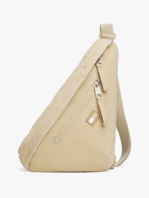 beige tonal logo crossbody sling bag for men tommy jeans