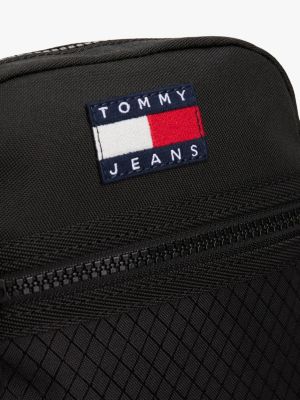schwarz crossbody-reportertasche mit logo für herren - tommy jeans
