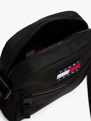 schwarz crossbody-reportertasche mit logo für herren - tommy jeans